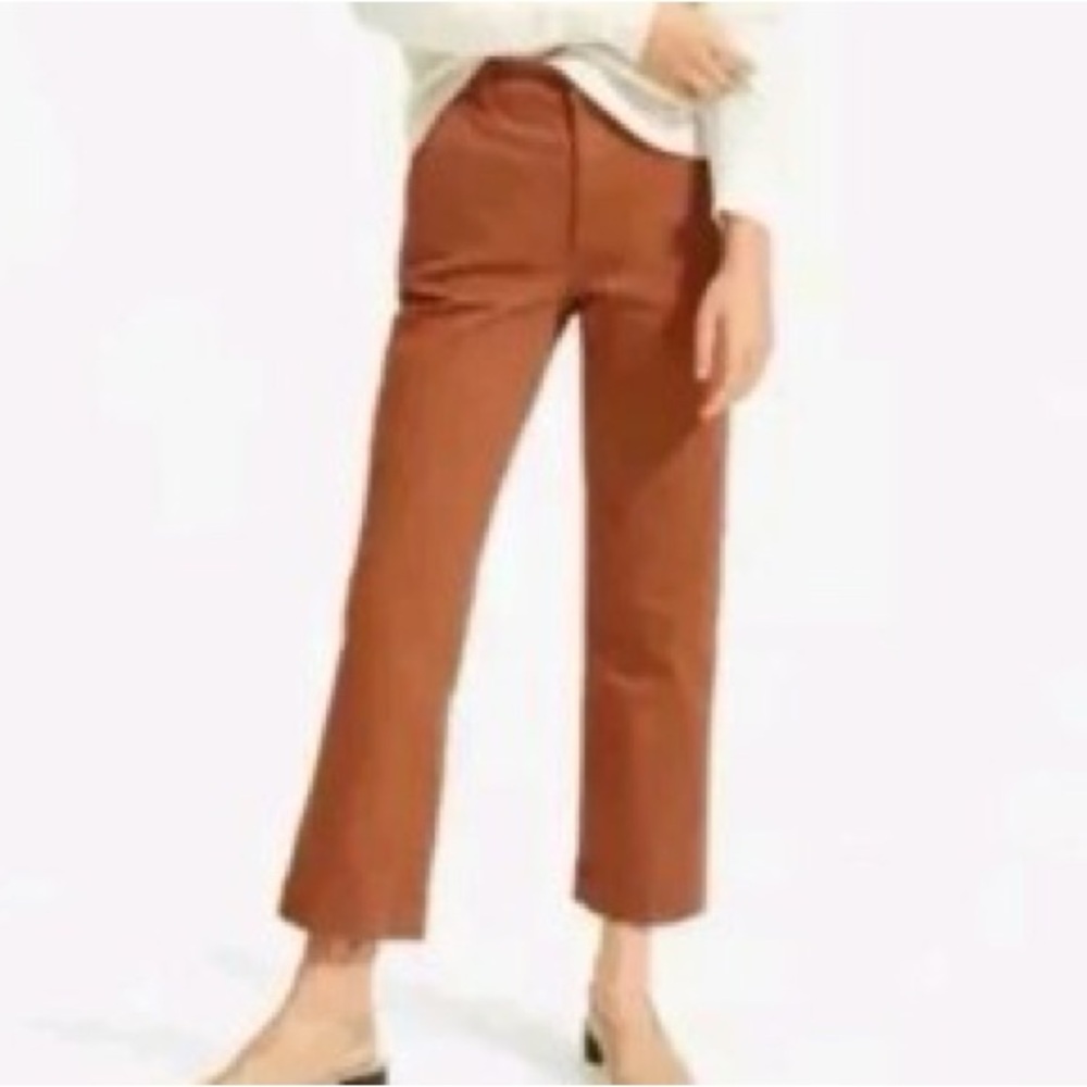 Everlane Women's Straight Leg Crop in burnt orange or rust color